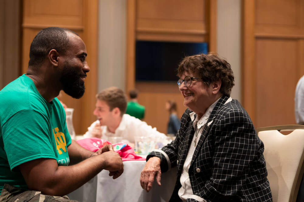 Sr. Helen chatted with Remick Leaders, ACE Teaching Fellows, and others after her talk.