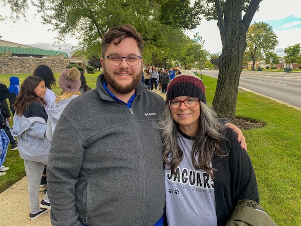 Mary Maloney (R) and her son, Patrick Geregach