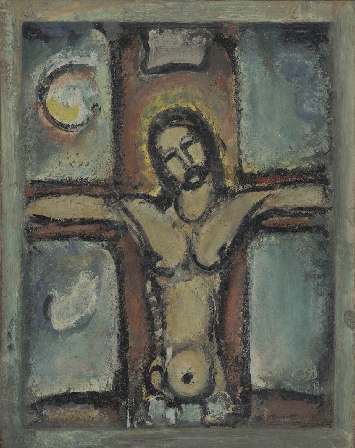 Image of Christ en Croix Georges Rouault, (French, 1871-1958), Christ en Croix, 1942, Oil on canvas, 25 x 19 3/4 in. Raclin Murphy Museum of Art, University of Notre Dame. Purchased in memory of Joan Smurlo by her husband, Frank Smurlo, Jr. with funds from the Frank and Joan Smurlo American Southwest Art Endowment for Excellence, 2022.013