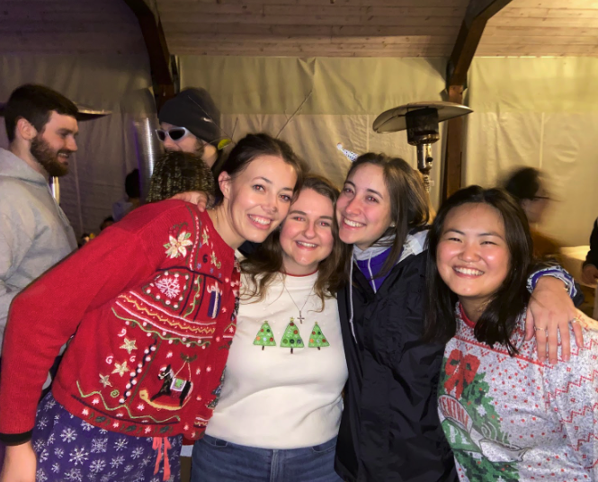 Molly Schroeder, Jessica Diggins, Grace Scartz, Rose Benas at December Retreat