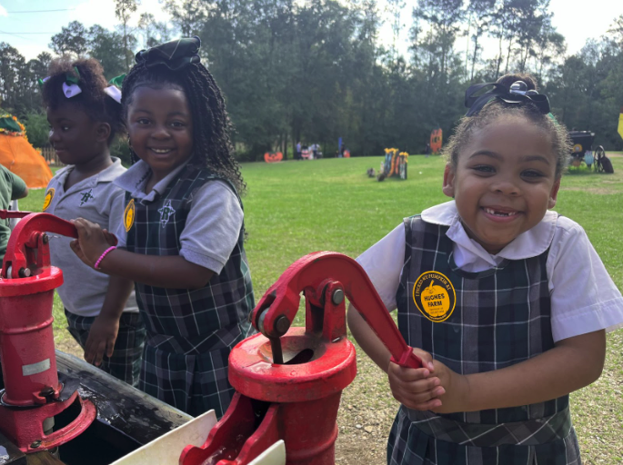 Sydney Brown's students at a pumpkin patch