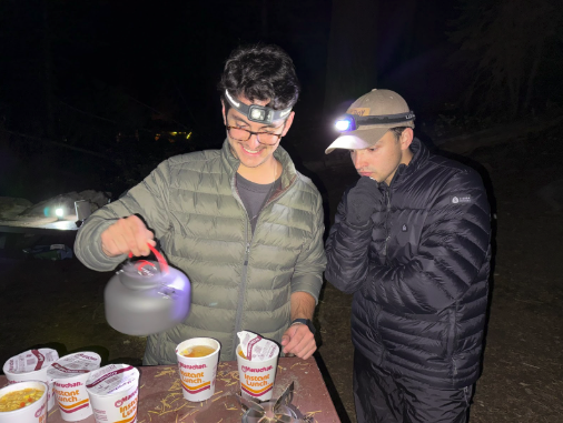 Marco and Joseph making instant ramen