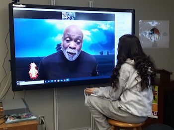 Student talks to Diff on video chat