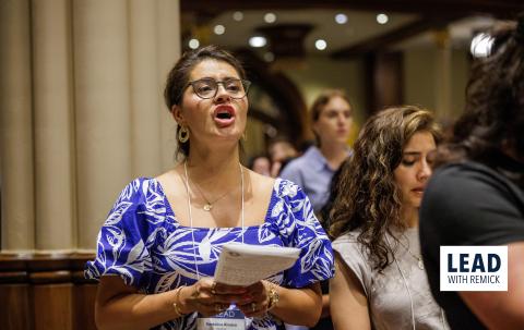 Veronica Alonzo singing at Missioning Mass