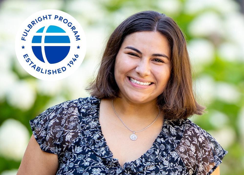 Fulbright Logo (left) with image of Montana Garcia