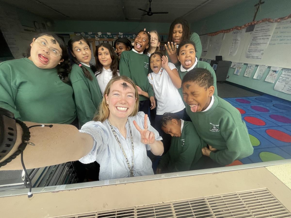 Mary Margaret Schroeder with her students